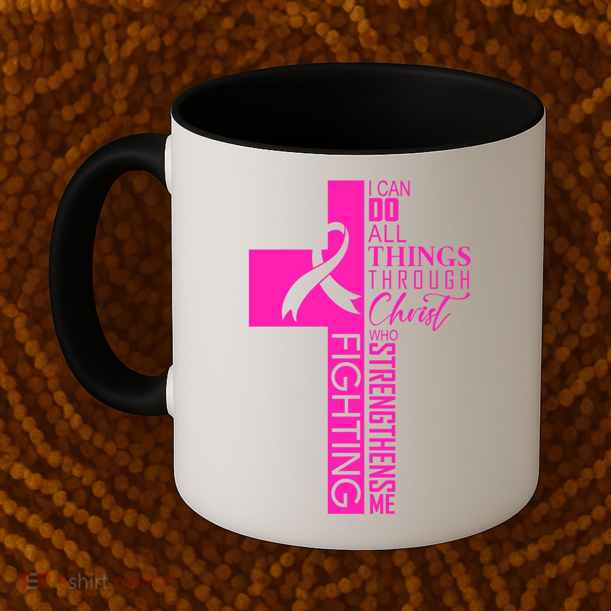 Breast Cancer Awareness Christian Cross Faith Coffee Mug