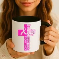 Breast Cancer Awareness Christian Cross Faith Coffee Mug thumb 3