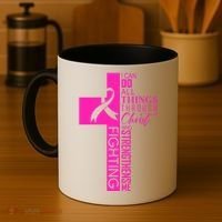 Breast Cancer Awareness Christian Cross Faith Coffee Mug thumb 4
