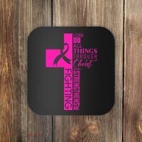 Breast Cancer Awareness Christian Cross Faith Coaster thumb 0