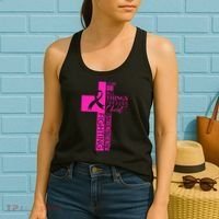 Breast Cancer Awareness Christian Cross Faith Women's Tank Top thumb 2