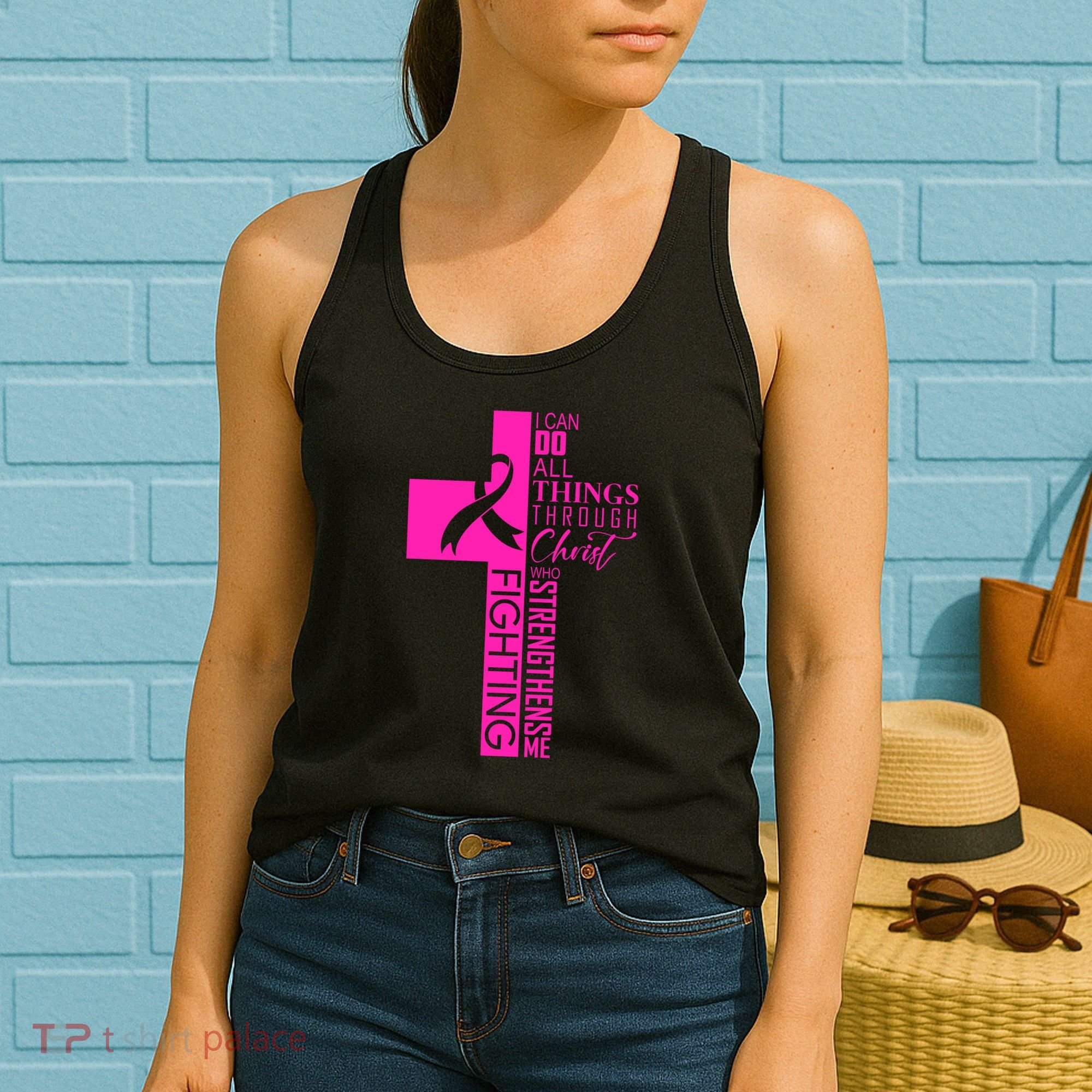 Breast Cancer Awareness Christian Cross Faith Women's Tank Top