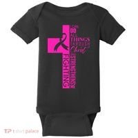 Breast Cancer Awareness Christian Cross Faith Baby Bodysuit thumb 0