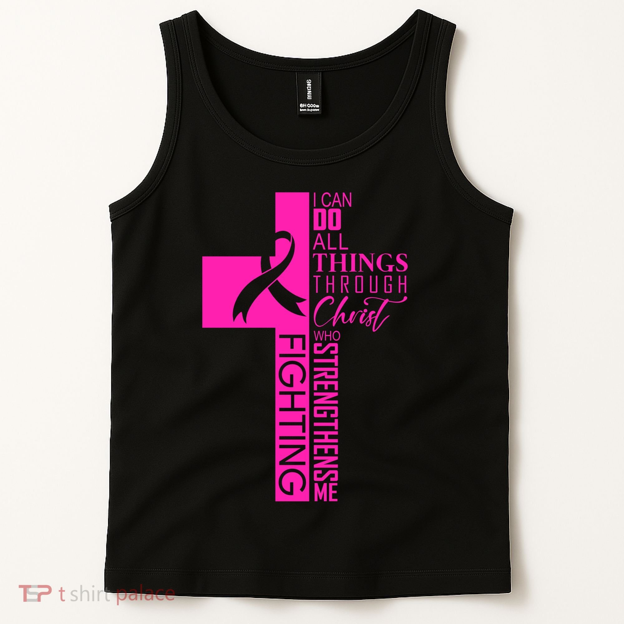 Breast Cancer Awareness Christian Cross Faith Tank Top