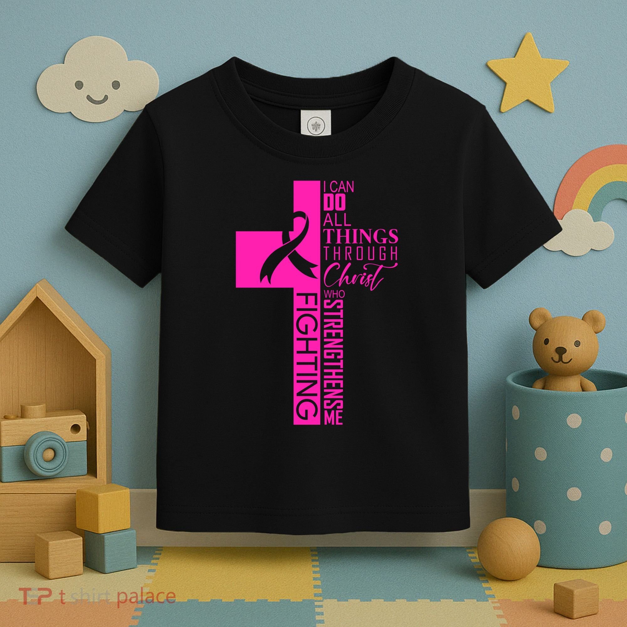Breast Cancer Awareness Christian Cross Faith Toddler T-Shirt