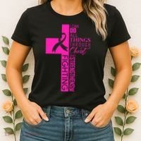 Breast Cancer Awareness Christian Cross Faith Women's T-Shirt thumb 2