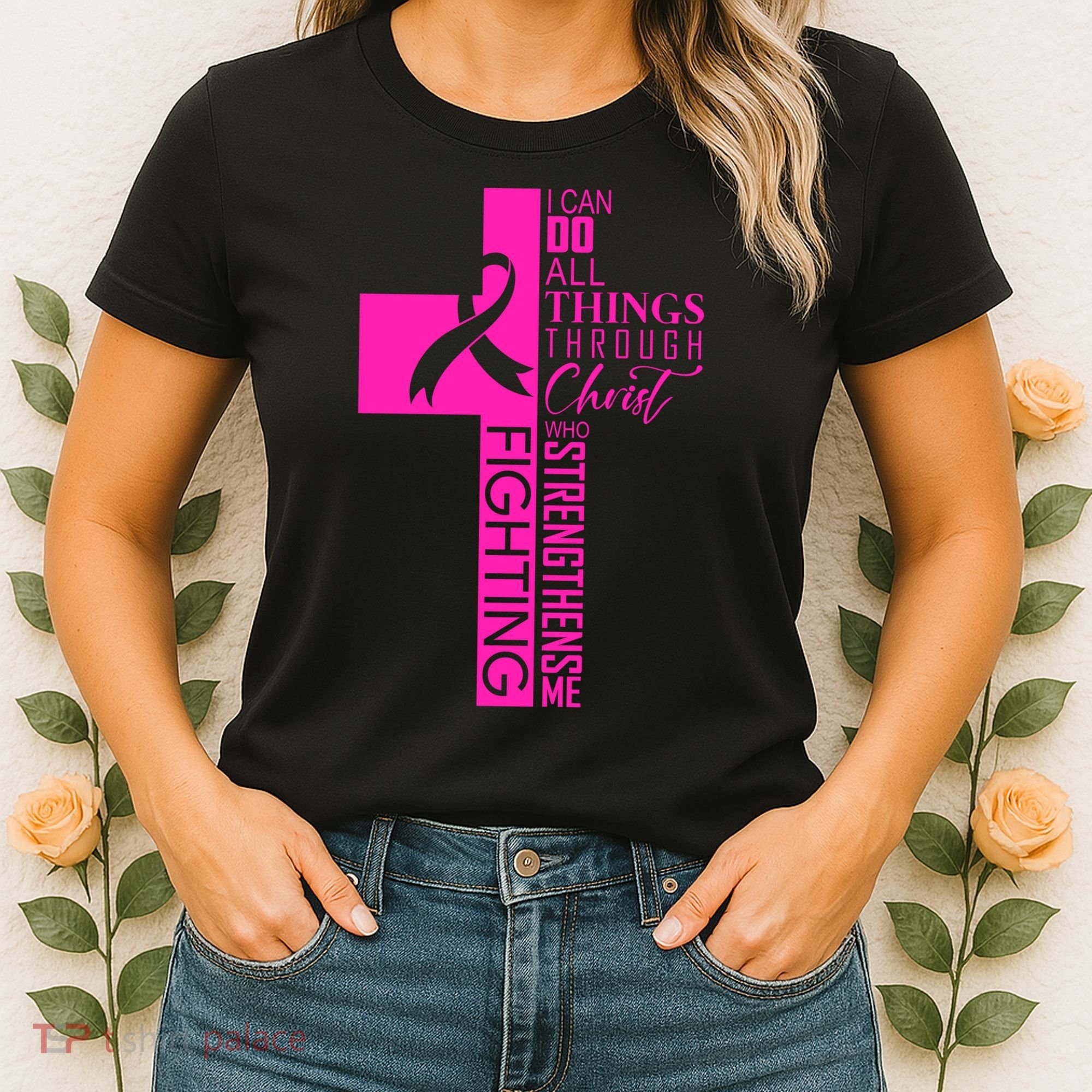 Breast Cancer Awareness Christian Cross Faith Women's T-Shirt