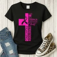 Breast Cancer Awareness Christian Cross Faith Women's T-Shirt thumb 3
