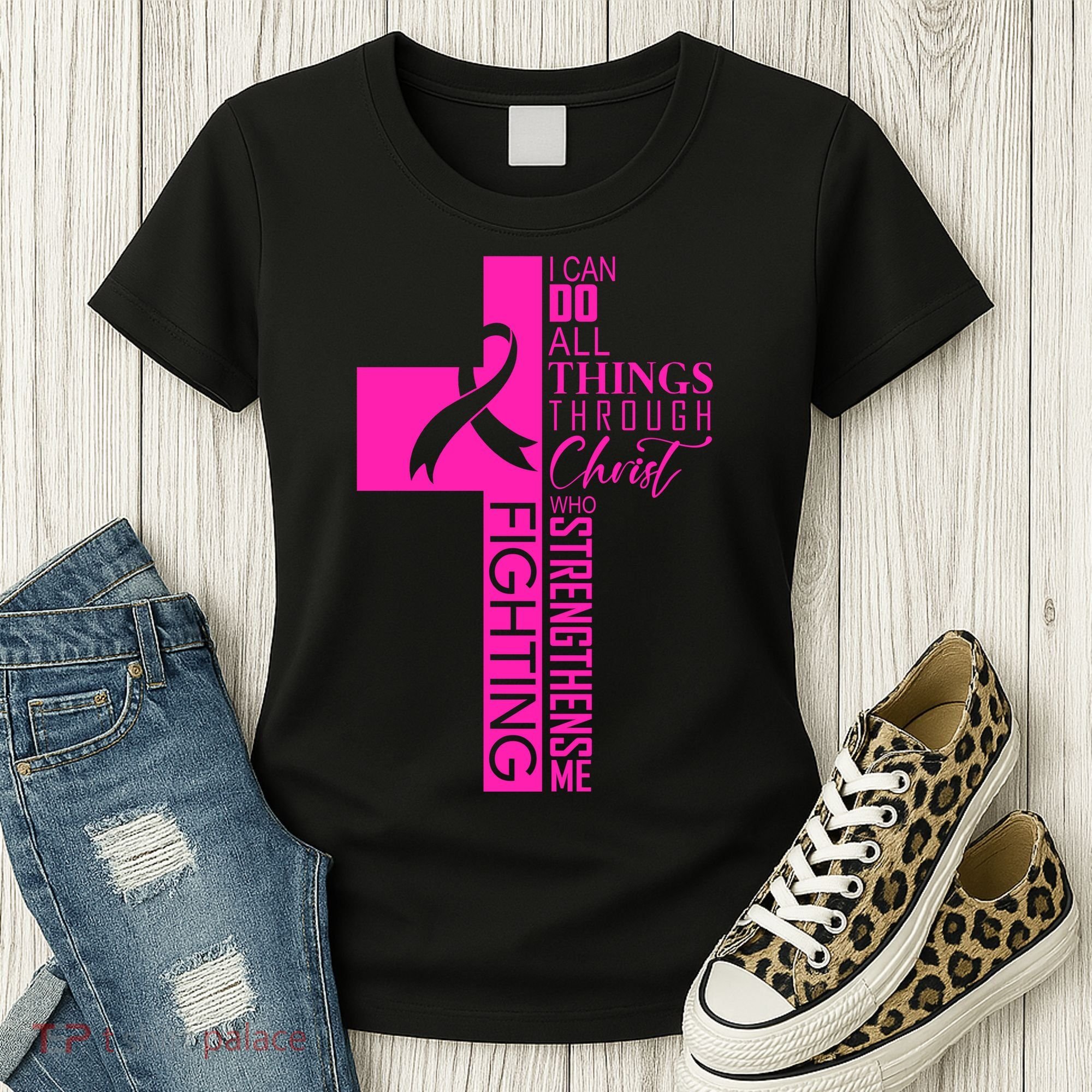 Breast Cancer Awareness Christian Cross Faith Women's T-Shirt