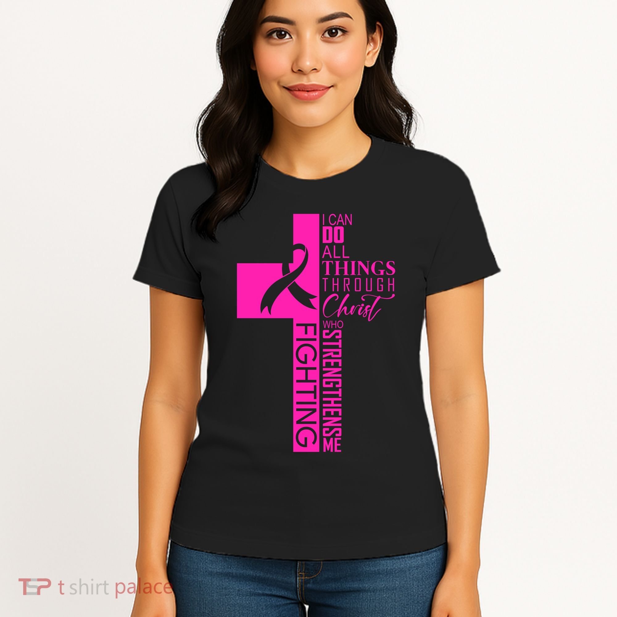 Breast Cancer Awareness Christian Cross Faith Women's T-Shirt
