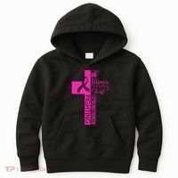 Breast Cancer Awareness Christian Cross Faith Kids Hoodie thumb 0