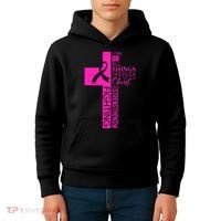 Breast Cancer Awareness Christian Cross Faith Kids Hoodie thumb 4