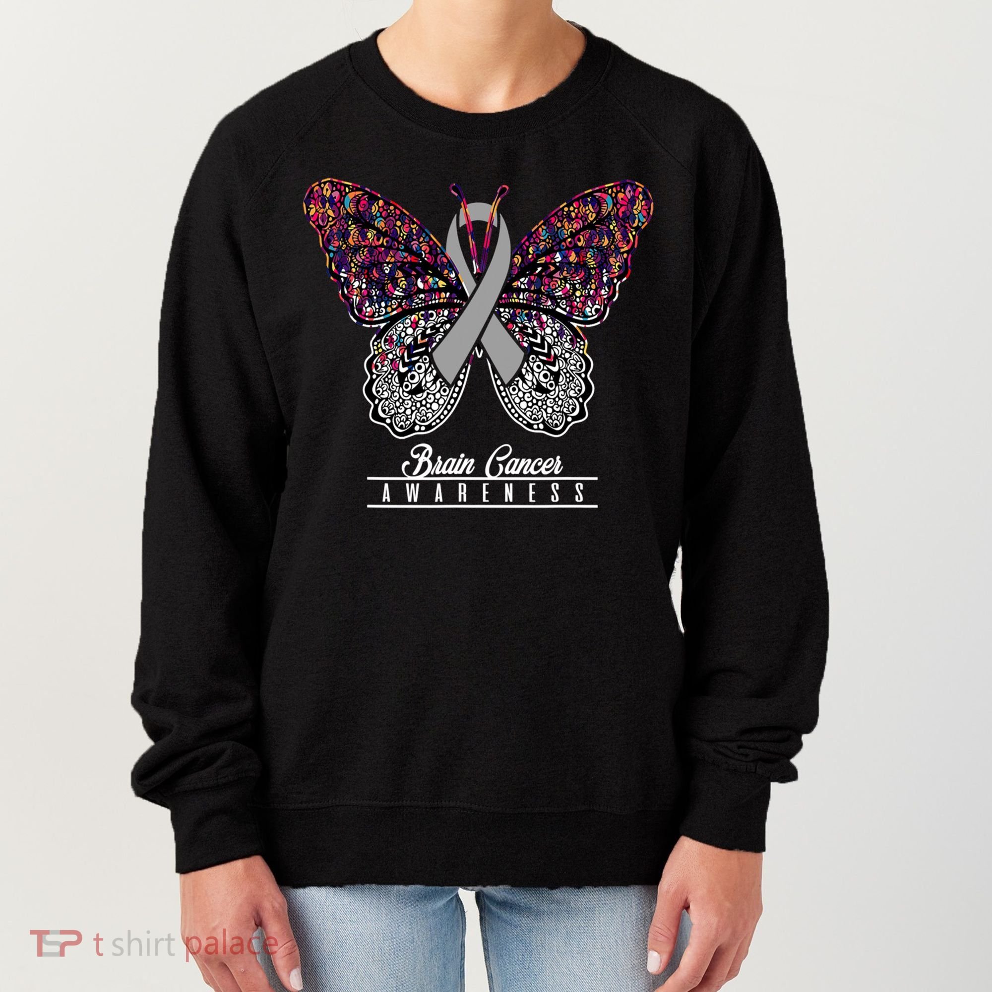Brain Cancer Awareness Cute Gift Butterfly Lovers Funny Gift Women's Sweatshirt