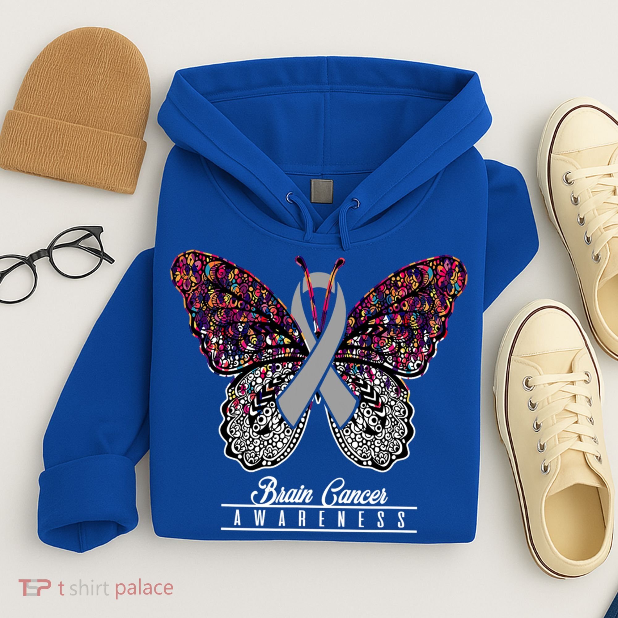 Brain Cancer Awareness Cute Gift Butterfly Lovers Funny Gift Hoodie