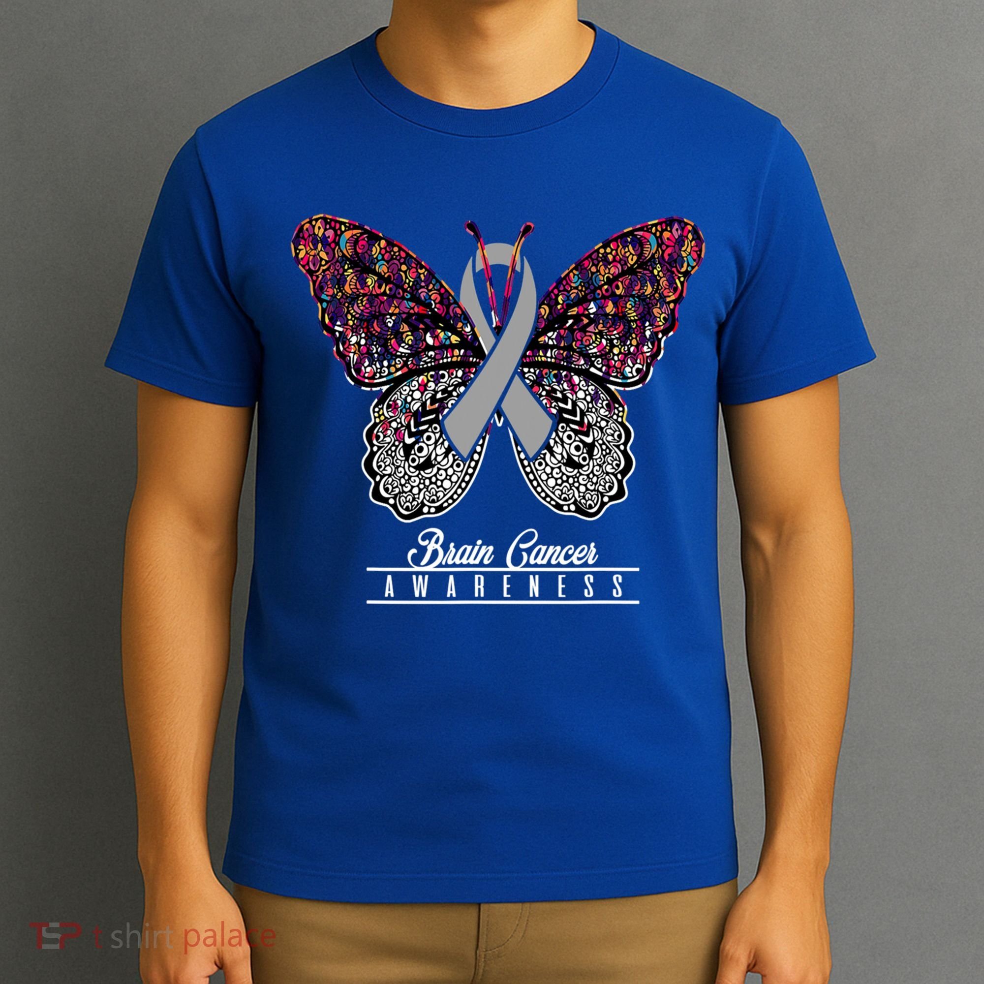 Brain Cancer Awareness Cute Gift Butterfly Lovers Funny Gift T-Shirt
