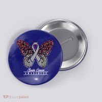 Brain Cancer Awareness Cute Gift Butterfly Lovers Funny Gift Button thumb 0