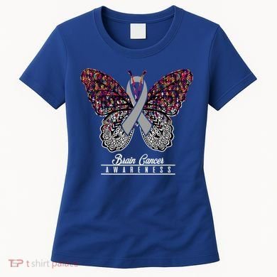 Brain Cancer Awareness Cute Gift Butterfly Lovers Funny Gift Women's T-Shirt