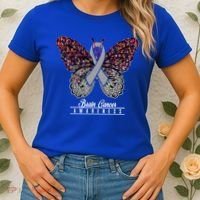 Brain Cancer Awareness Cute Gift Butterfly Lovers Funny Gift Women's T-Shirt thumb 2