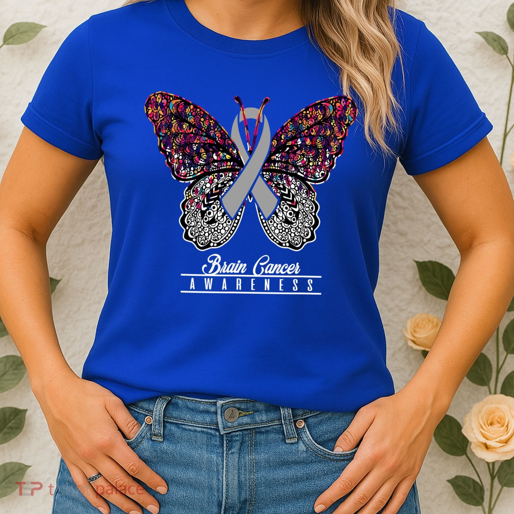 Brain Cancer Awareness Cute Gift Butterfly Lovers Funny Gift Women's T-Shirt