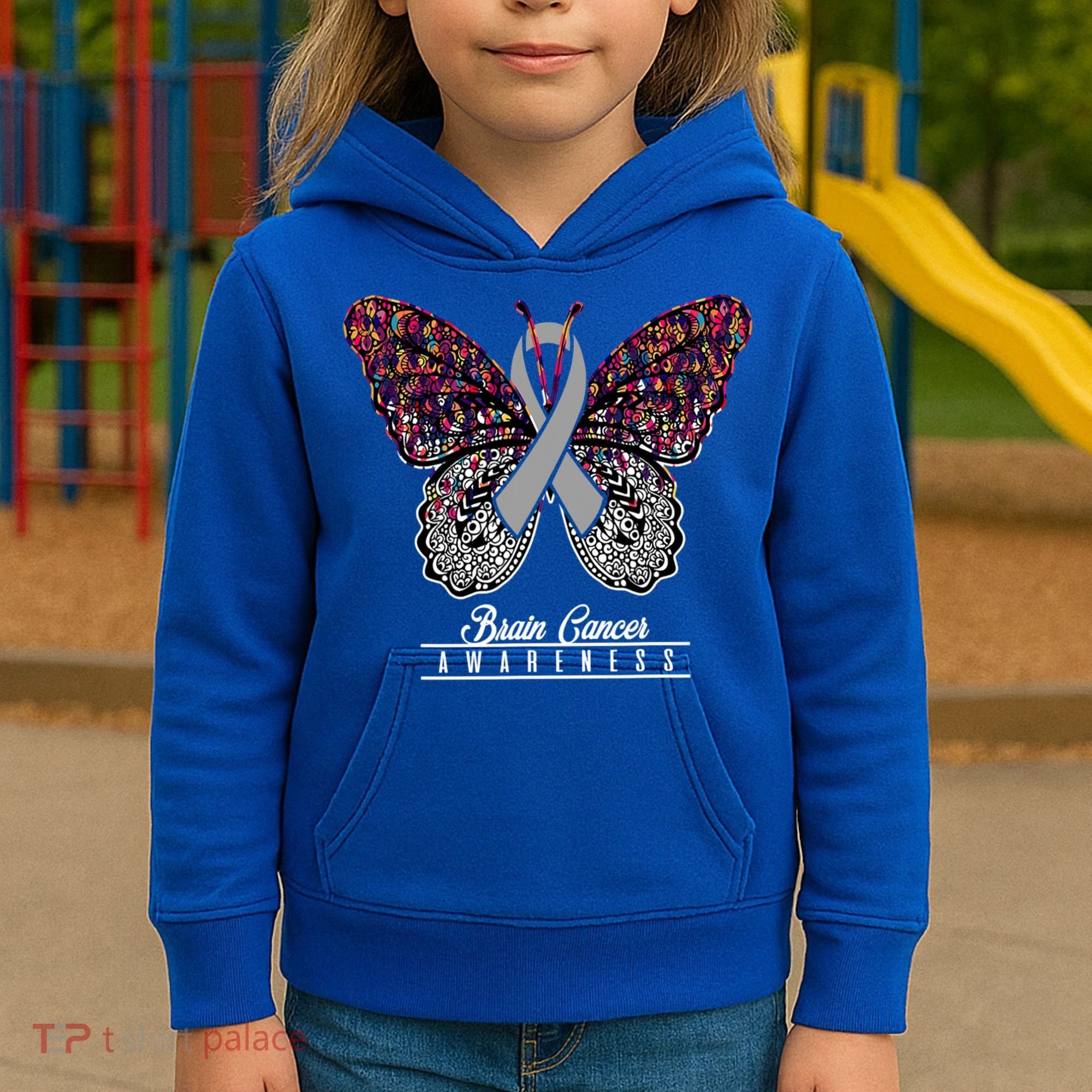 Brain Cancer Awareness Cute Gift Butterfly Lovers Funny Gift Kids Hoodie