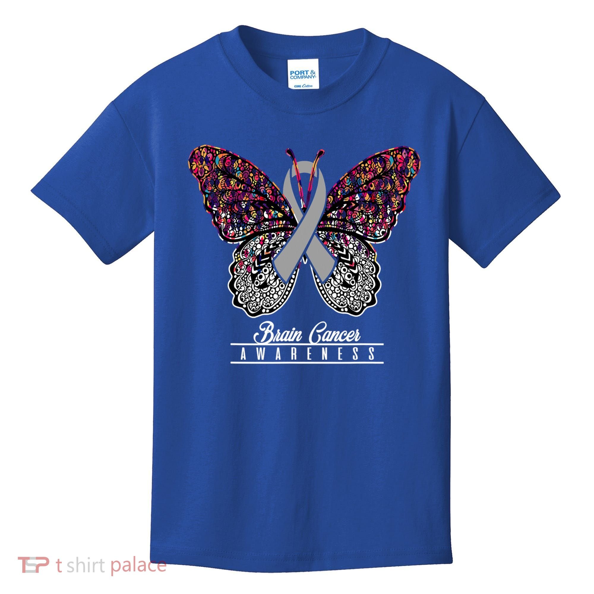 Brain Cancer Awareness Cute Gift Butterfly Lovers Funny Gift Kids T-Shirt