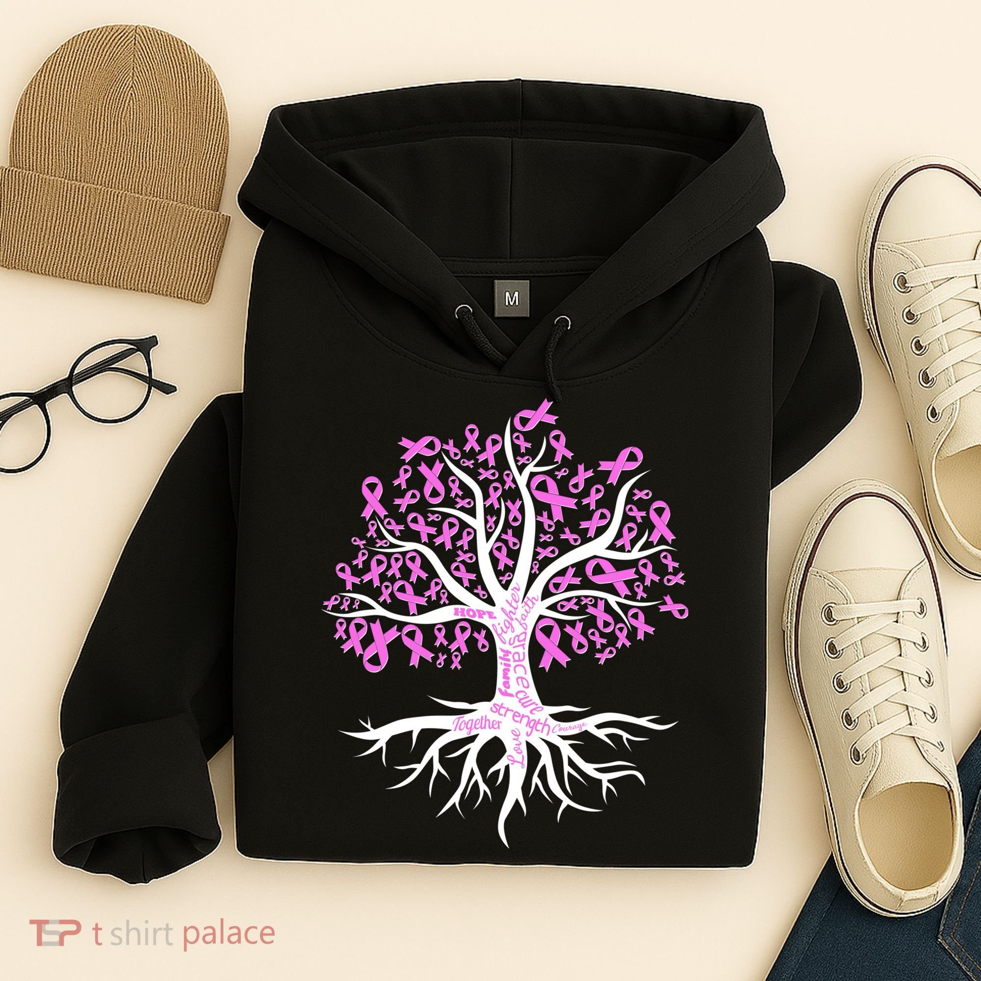 Breast Cancer Awareness Pink Ribbon Tree Hoodie
