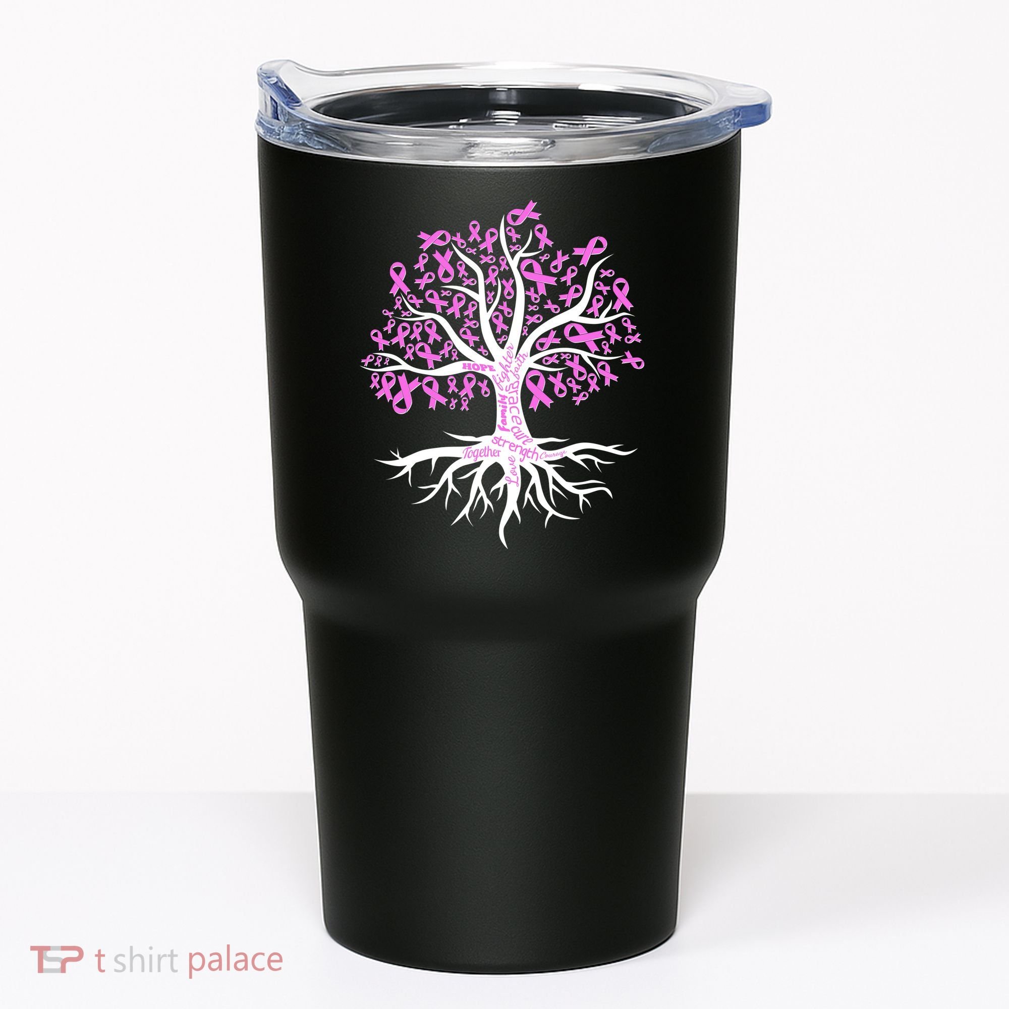 Breast Cancer Awareness Pink Ribbon Tree Tumbler