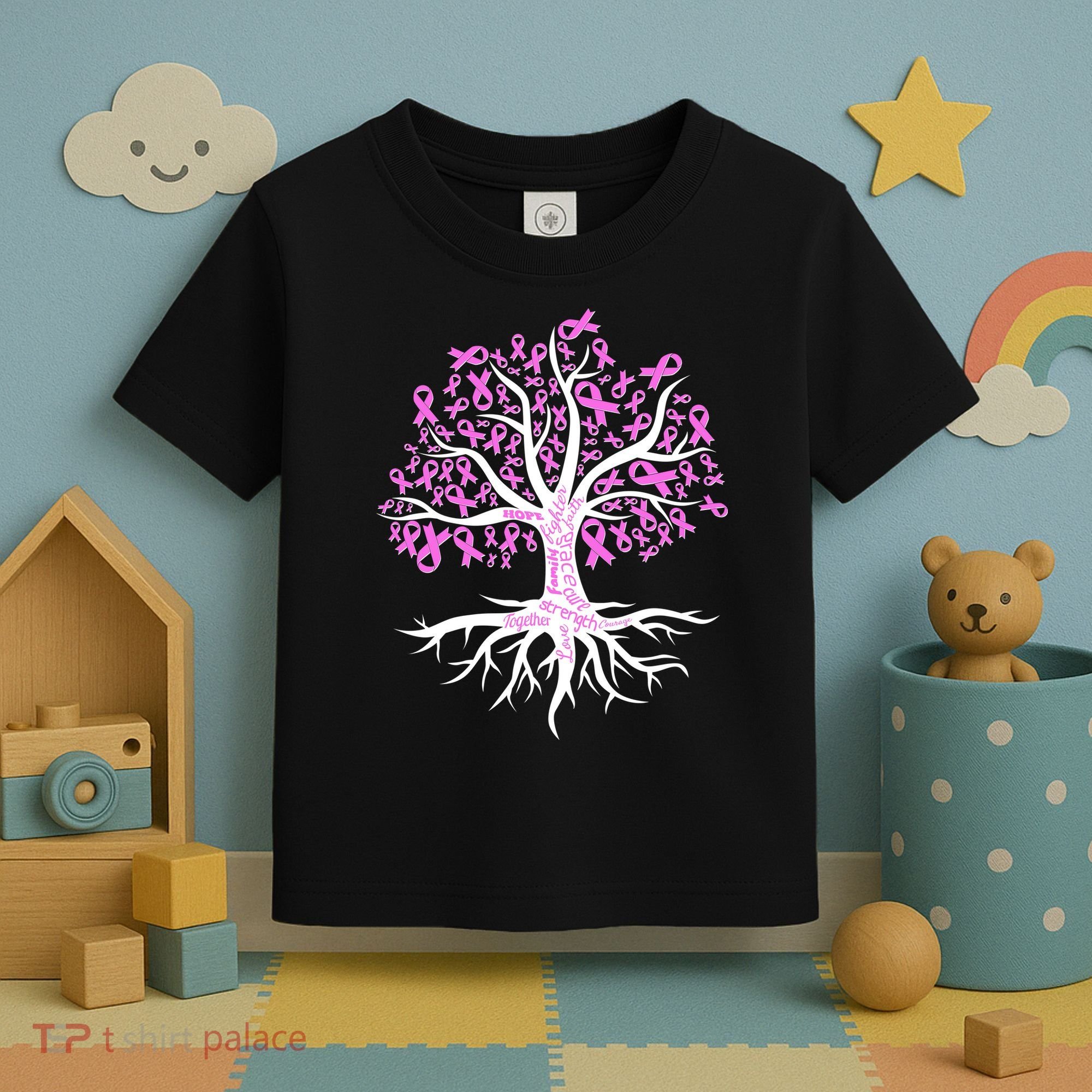 Breast Cancer Awareness Pink Ribbon Tree Toddler T-Shirt