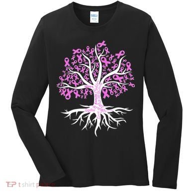 Breast Cancer Awareness Pink Ribbon Tree Women's Long Sleeve Shirt