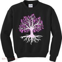 Breast Cancer Awareness Pink Ribbon Tree Kids Sweatshirt thumb 0