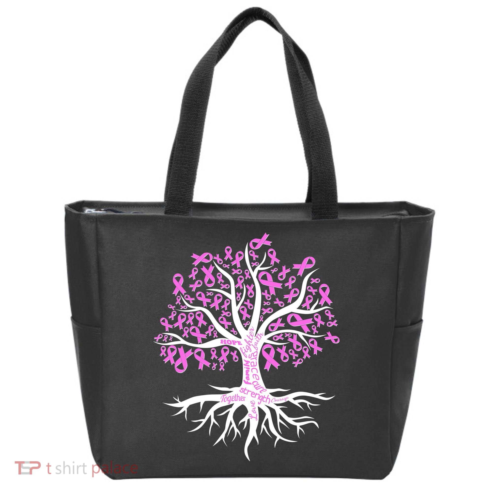 Breast Cancer Awareness Pink Ribbon Tree Tote Bag
