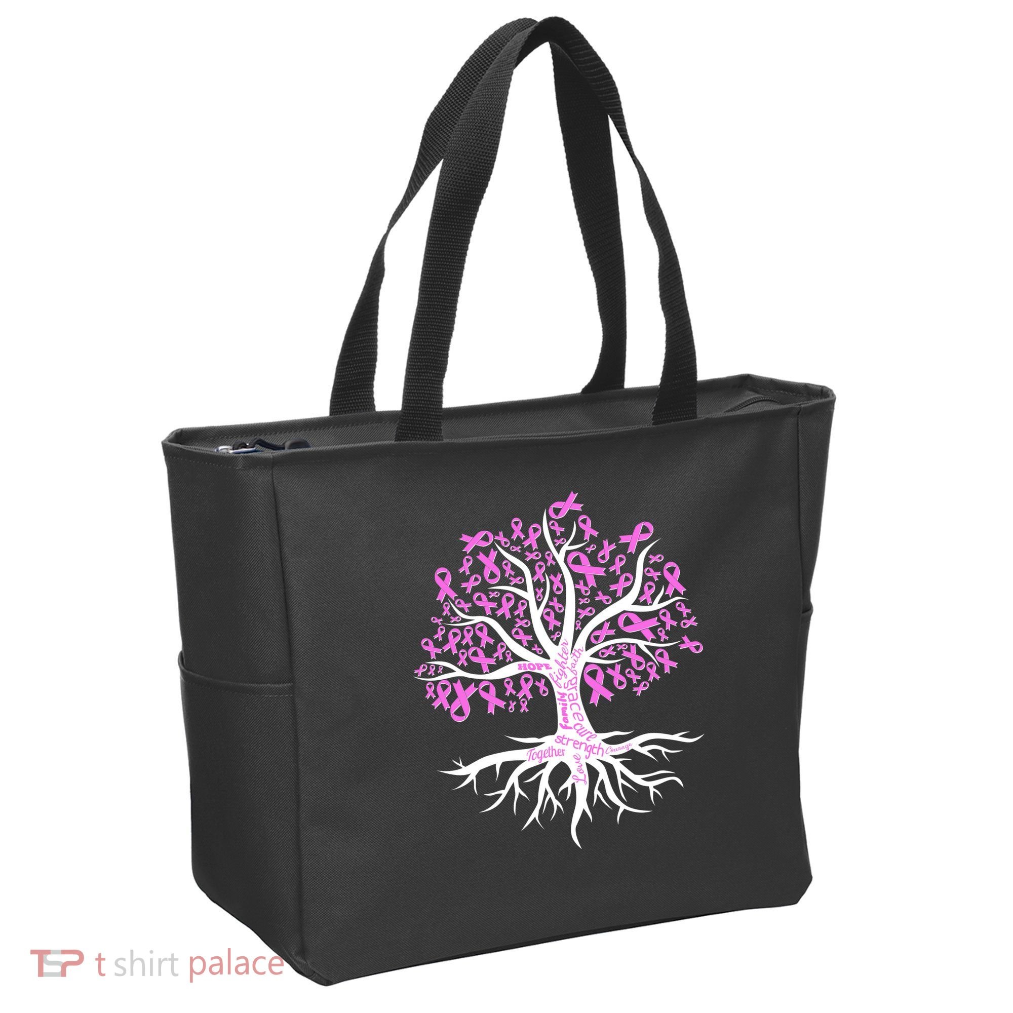 Breast Cancer Awareness Pink Ribbon Tree Tote Bag