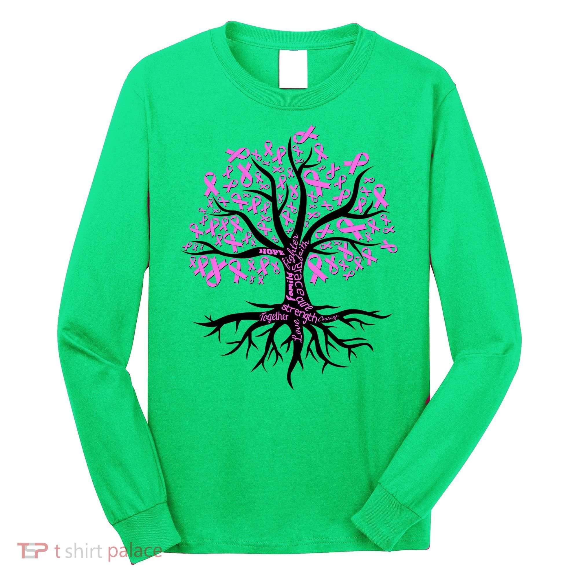 Breast Cancer Awareness Pink Ribbon Tree Long Sleeve Shirt