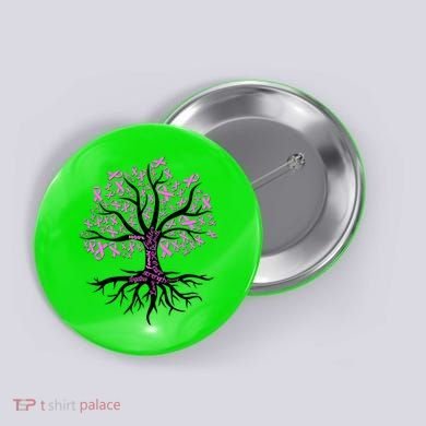 Breast Cancer Awareness Pink Ribbon Tree Button