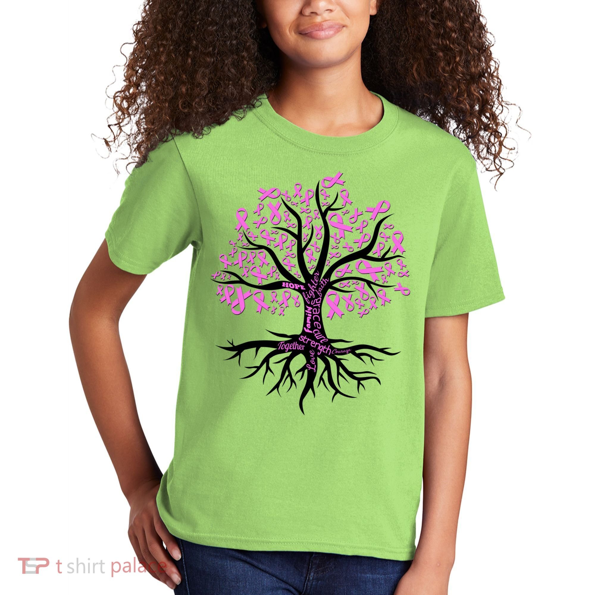Breast Cancer Awareness Pink Ribbon Tree Kids T-Shirt