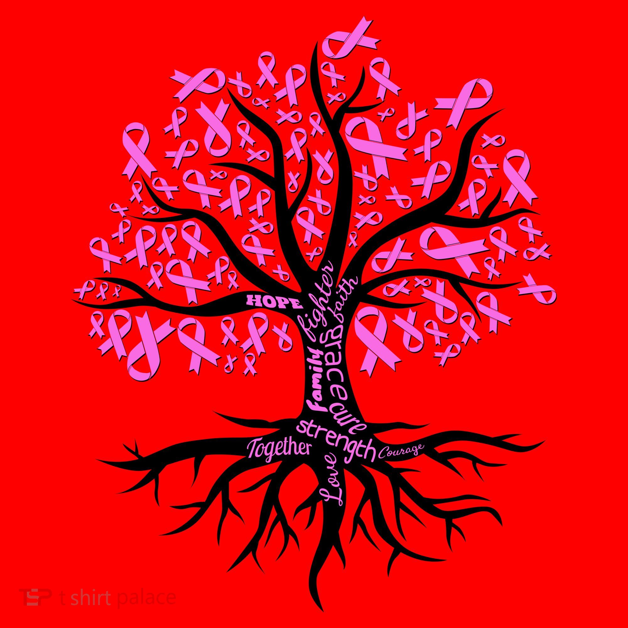 Breast Cancer Awareness Pink Ribbon Tree Santa Hat