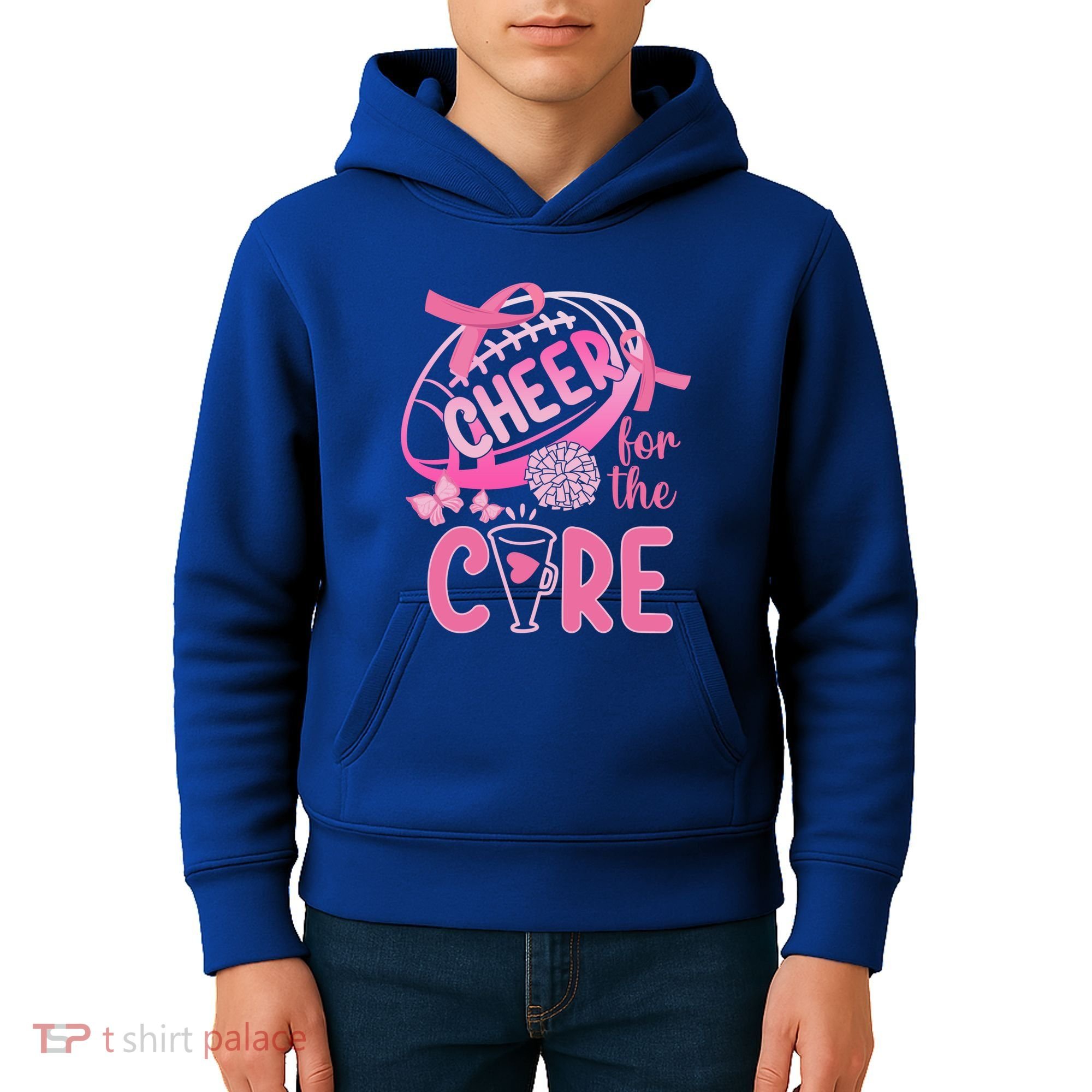 Breast Cancer Awareness Cheer For The Cure Gift Kids Hoodie