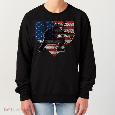 Baseball Catcher American Flag Home Plate Cute Gift Women's Sweatshirt