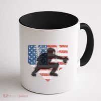Baseball Catcher American Flag Home Plate Cute Gift Coffee Mug thumb 1