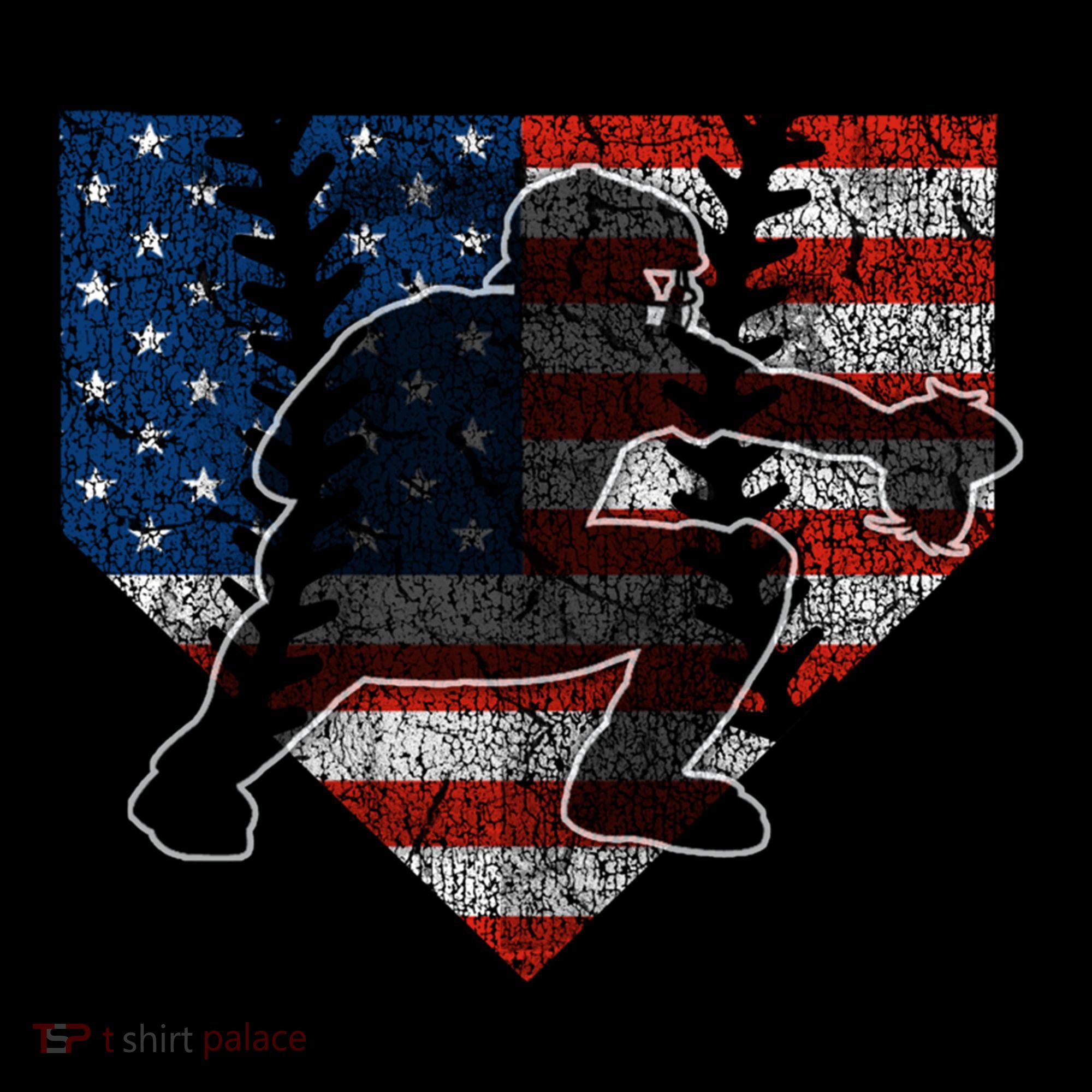Baseball Catcher American Flag Home Plate Cute Gift Women's Hoodie