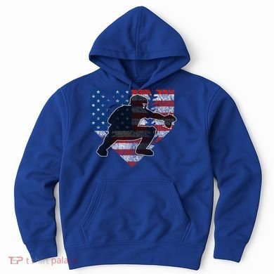 Baseball Catcher American Flag Home Plate Cute Gift Hoodie