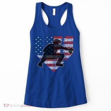 Baseball Catcher American Flag Home Plate Cute Gift Women's Tank Top