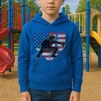 Baseball Catcher American Flag Home Plate Cute Gift Kids Hoodie thumb 2