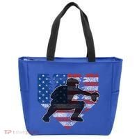 Baseball Catcher American Flag Home Plate Cute Gift Tote Bag thumb 0