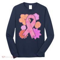 Breast Cancer Awareness Floral Flowers Ribbon Long Sleeve Shirt thumb 0