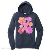 Breast Cancer Awareness Floral Flowers Ribbon Women's Hoodie thumb 0