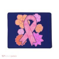 Breast Cancer Awareness Floral Flowers Ribbon Mousepad thumb 0