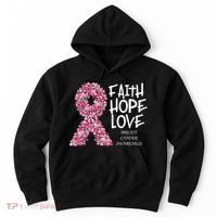 Breast Cancer Awareness Faith Love Hope Pink Ribbon Hoodie thumb 0
