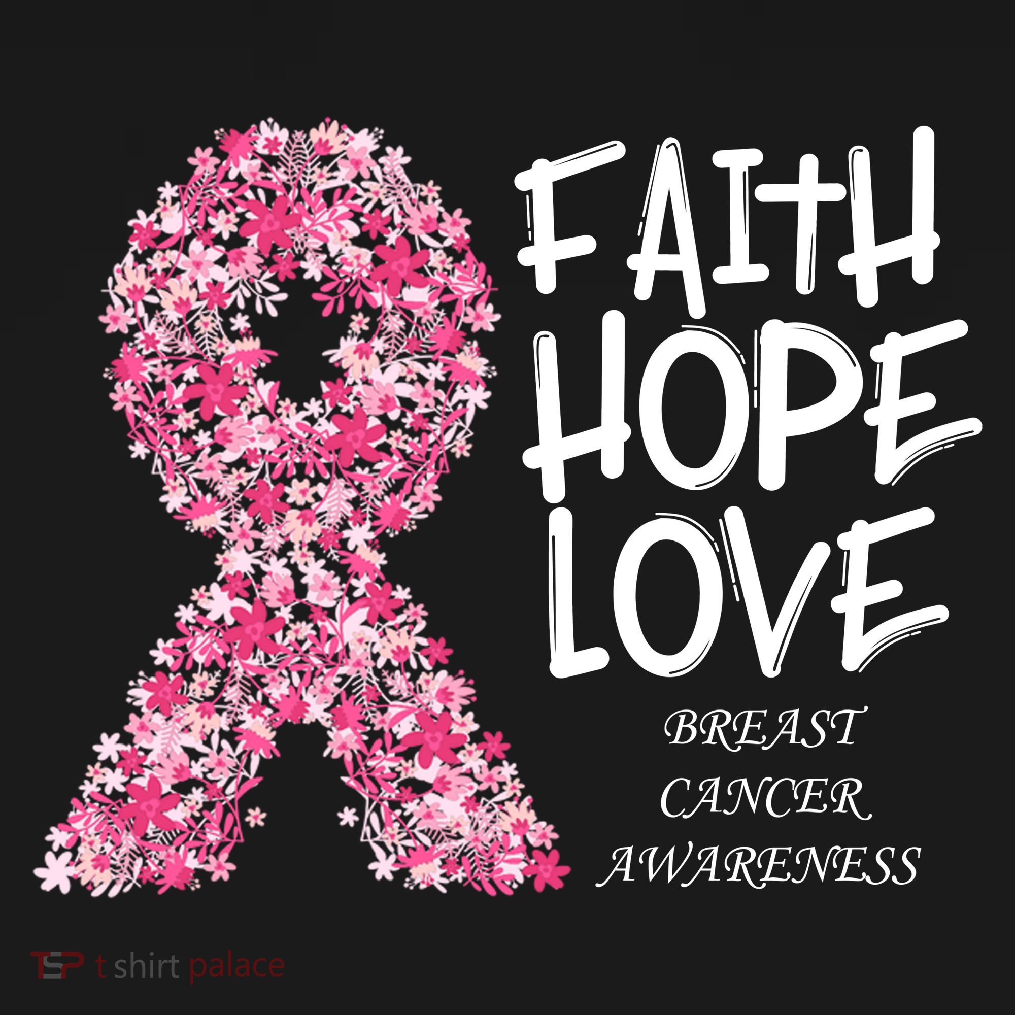 Breast Cancer Awareness Faith Love Hope Pink Ribbon T-Shirt