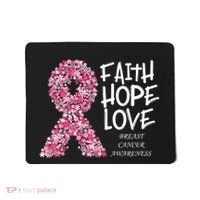 Breast Cancer Awareness Faith Love Hope Pink Ribbon Mousepad thumb 0